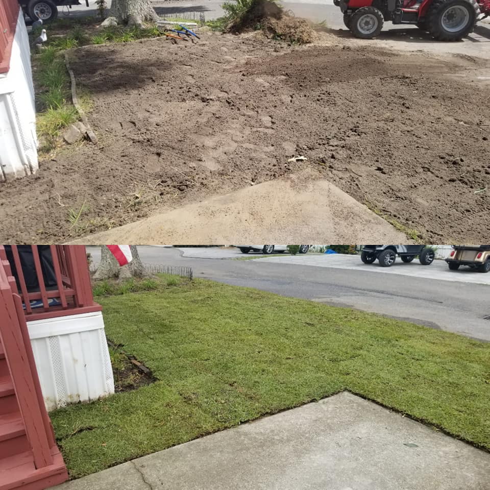 Removed old grass area, installed top soil, sod and mulch Myrtle Beach, SC 29582