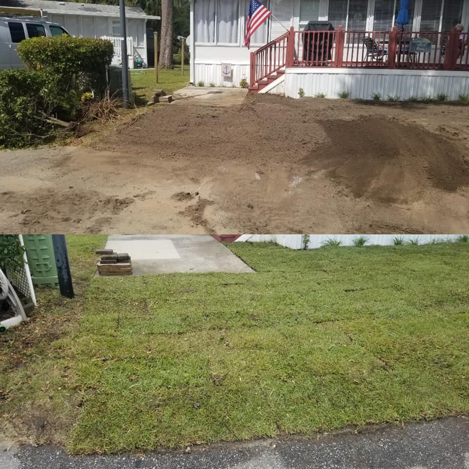 Removed old grass area, installed top soil, sod and mulch Myrtle Beach, SC 29582