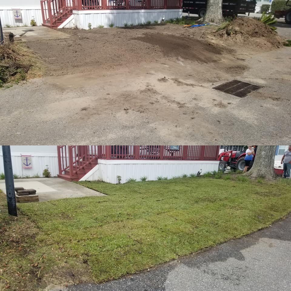 Removed old grass area, installed top soil, sod and mulch Myrtle Beach, SC 29582