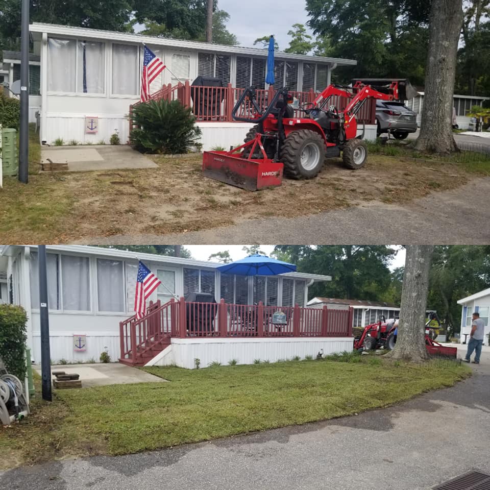 Removed old grass area, installed top soil, sod and mulch Myrtle Beach, SC 29582