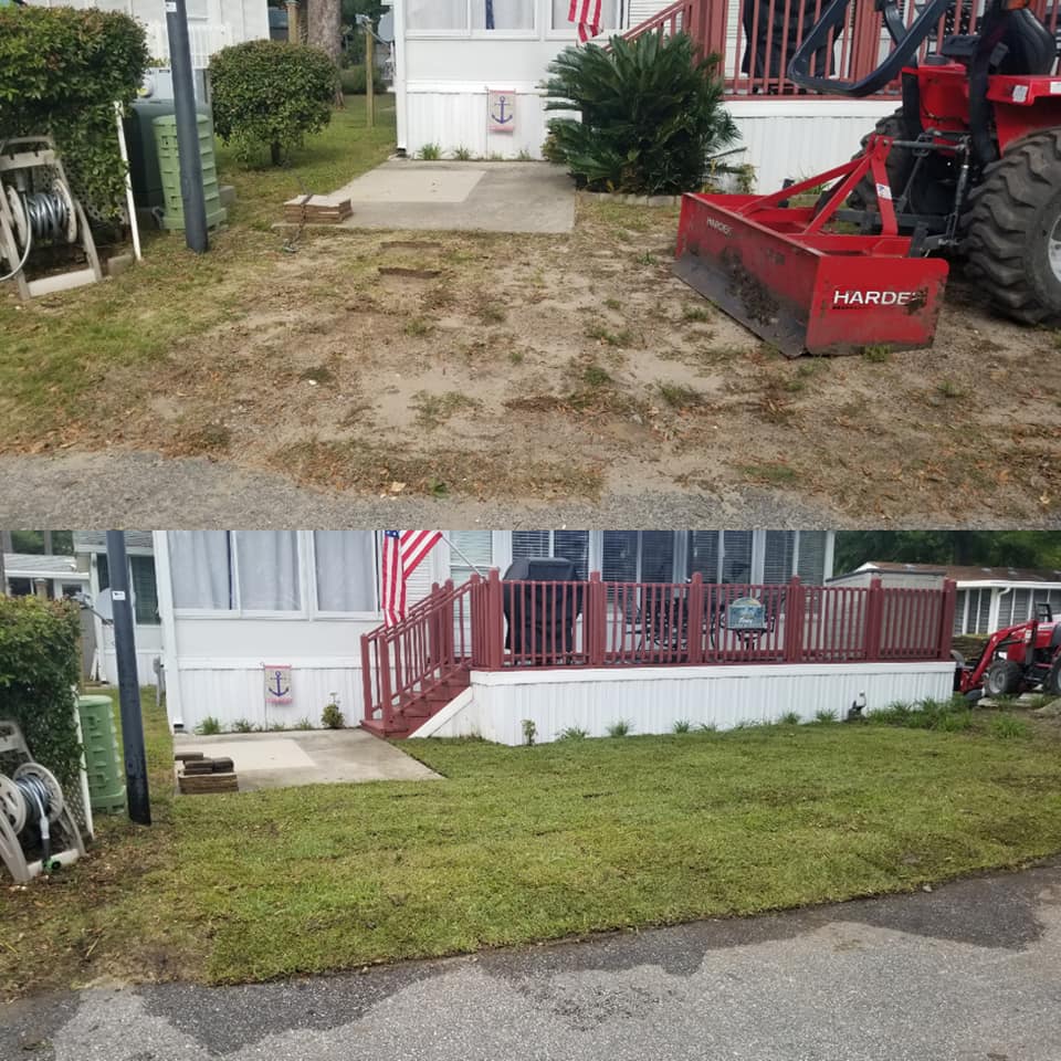 Removed old grass area, installed top soil, sod and mulch Myrtle Beach, SC 29582