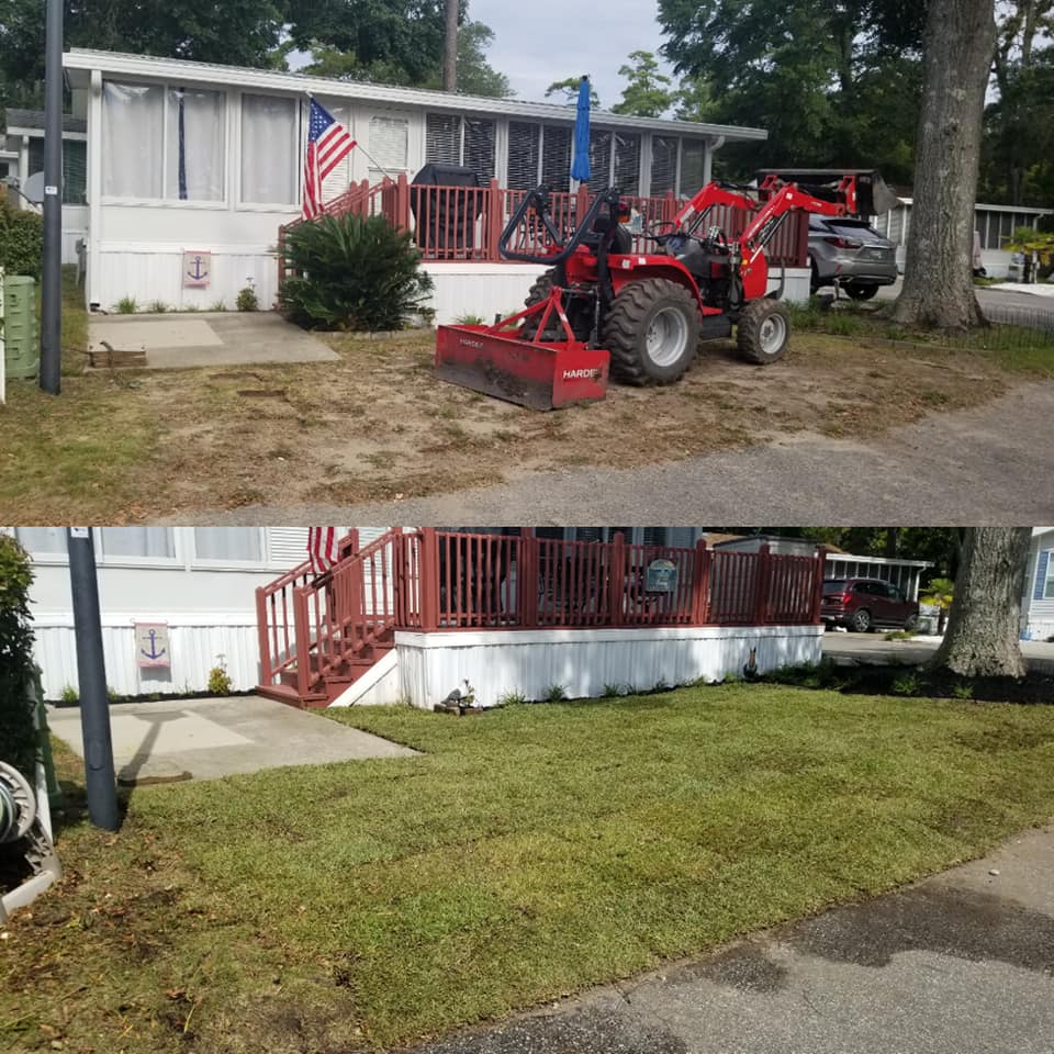Removed old grass area, installed top soil, sod and mulch Myrtle Beach, SC 29582