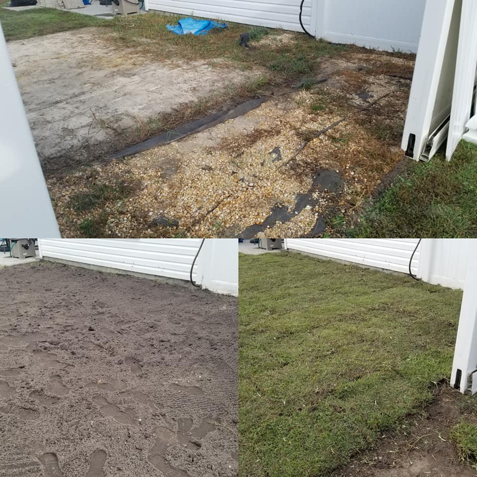 Removed old grass, old sand area, installed top soil, sod Longs, SC 29568