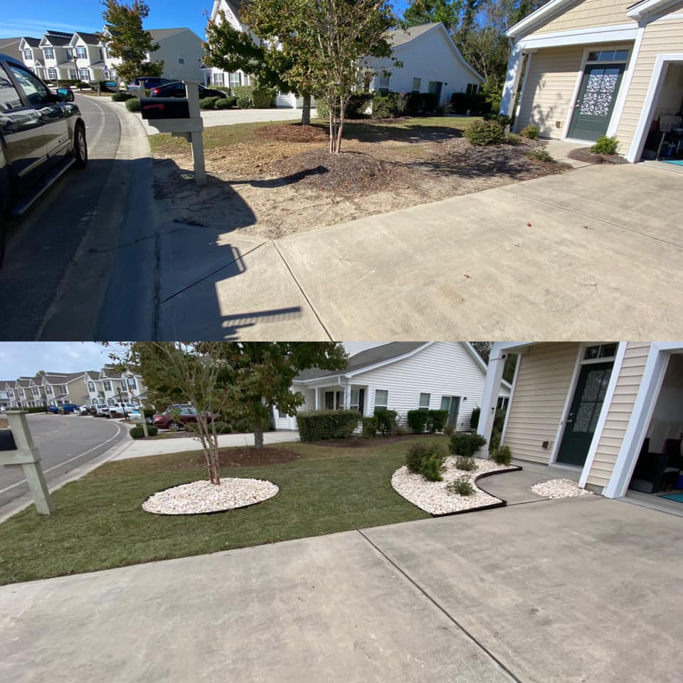 Brought in 5 dump truck loads of fill and installed centipede sod