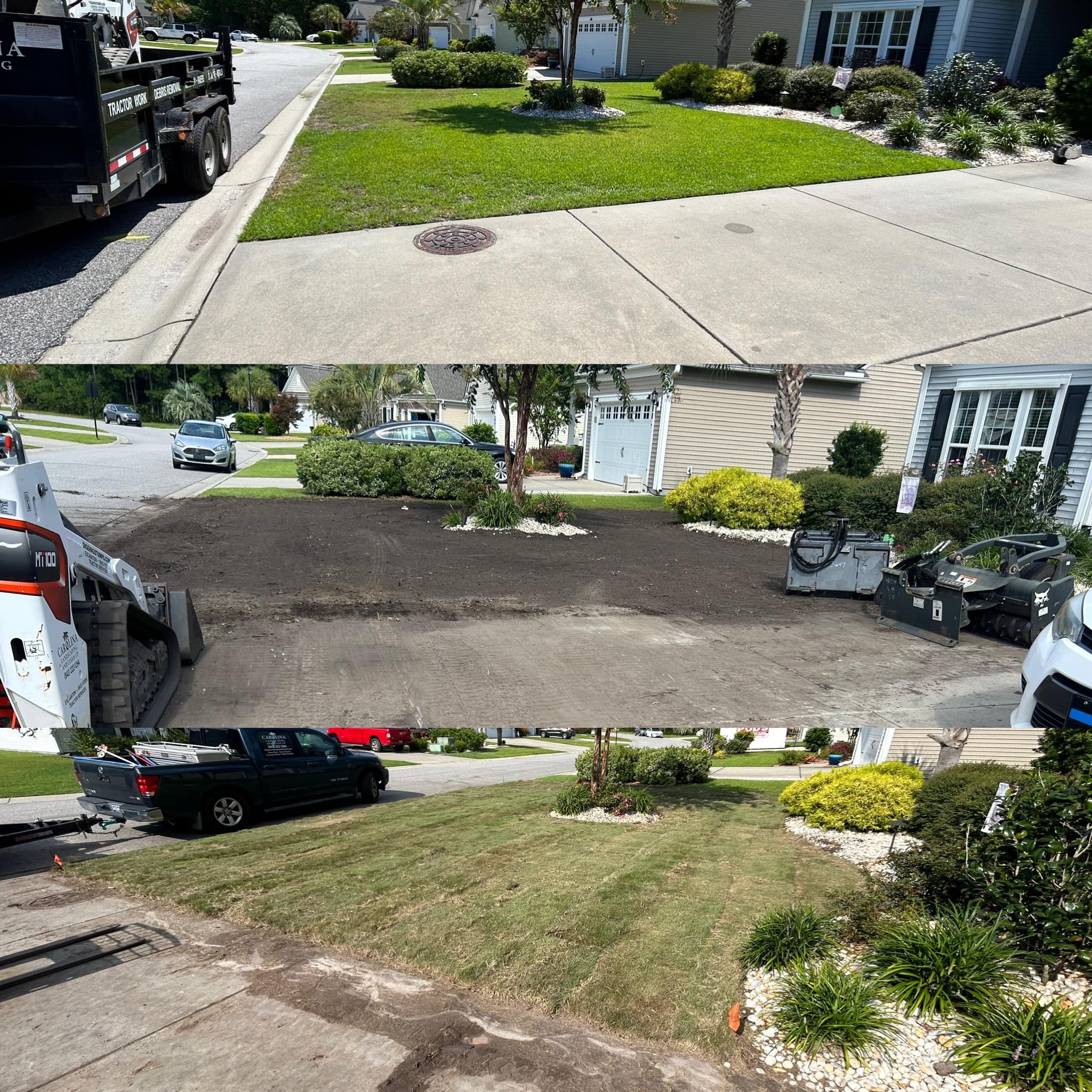 Removed old grass and installed Emerald Green Zoysia in Forestbrook,SC 29579