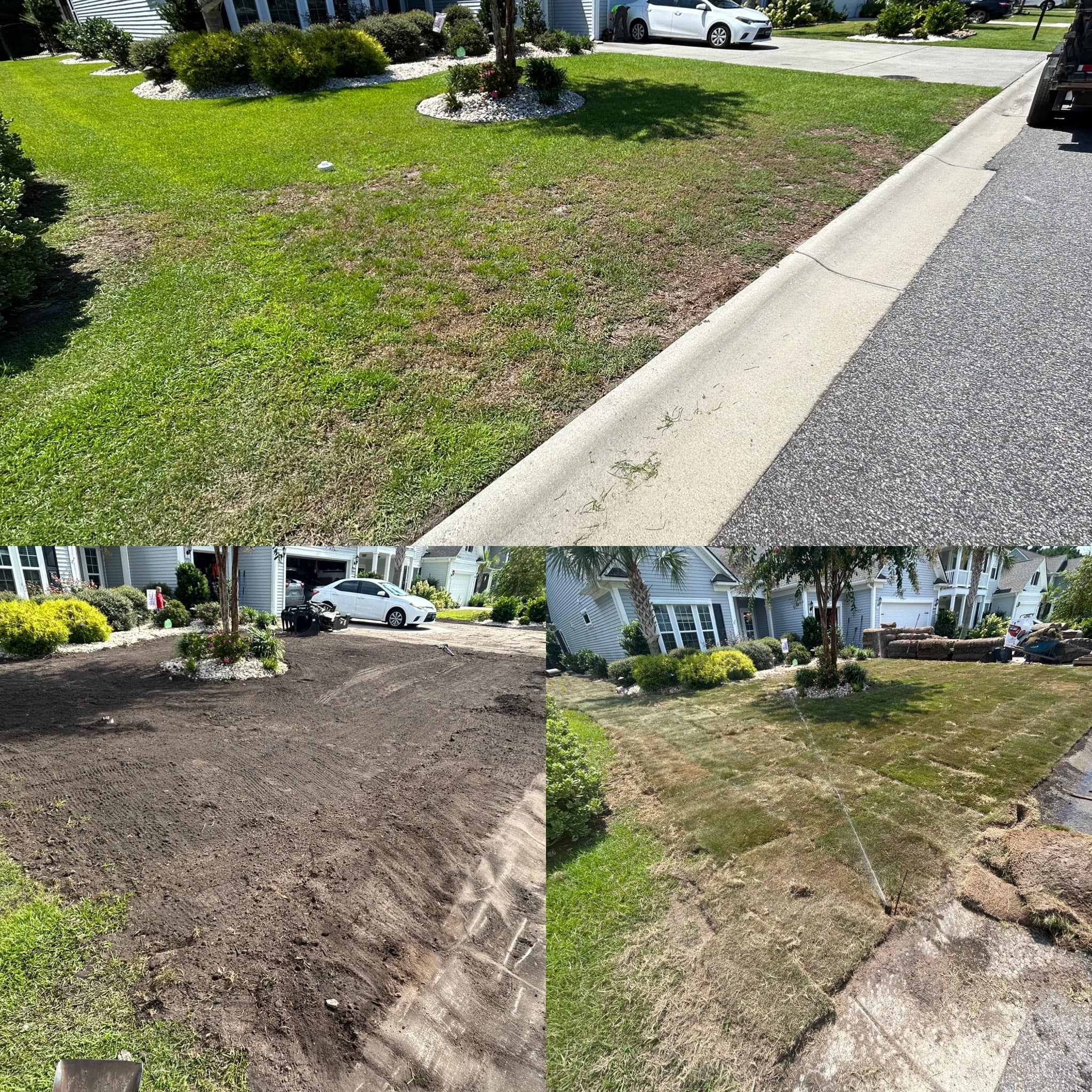 Removed old grass and installed Emerald Green Zoysia in Forestbrook,SC 29579