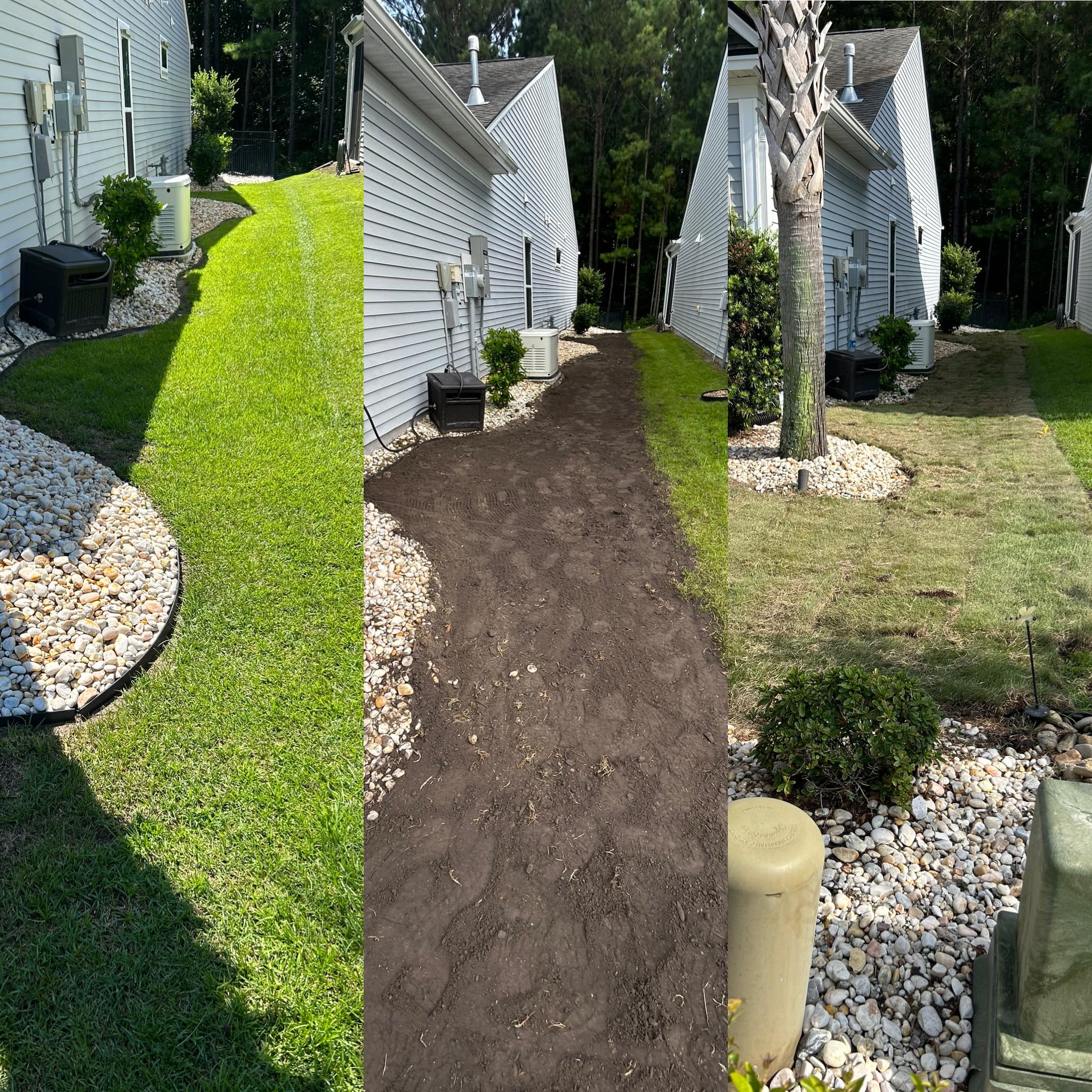 Removed old grass and installed Emerald Green Zoysia in Forestbrook,SC 29579