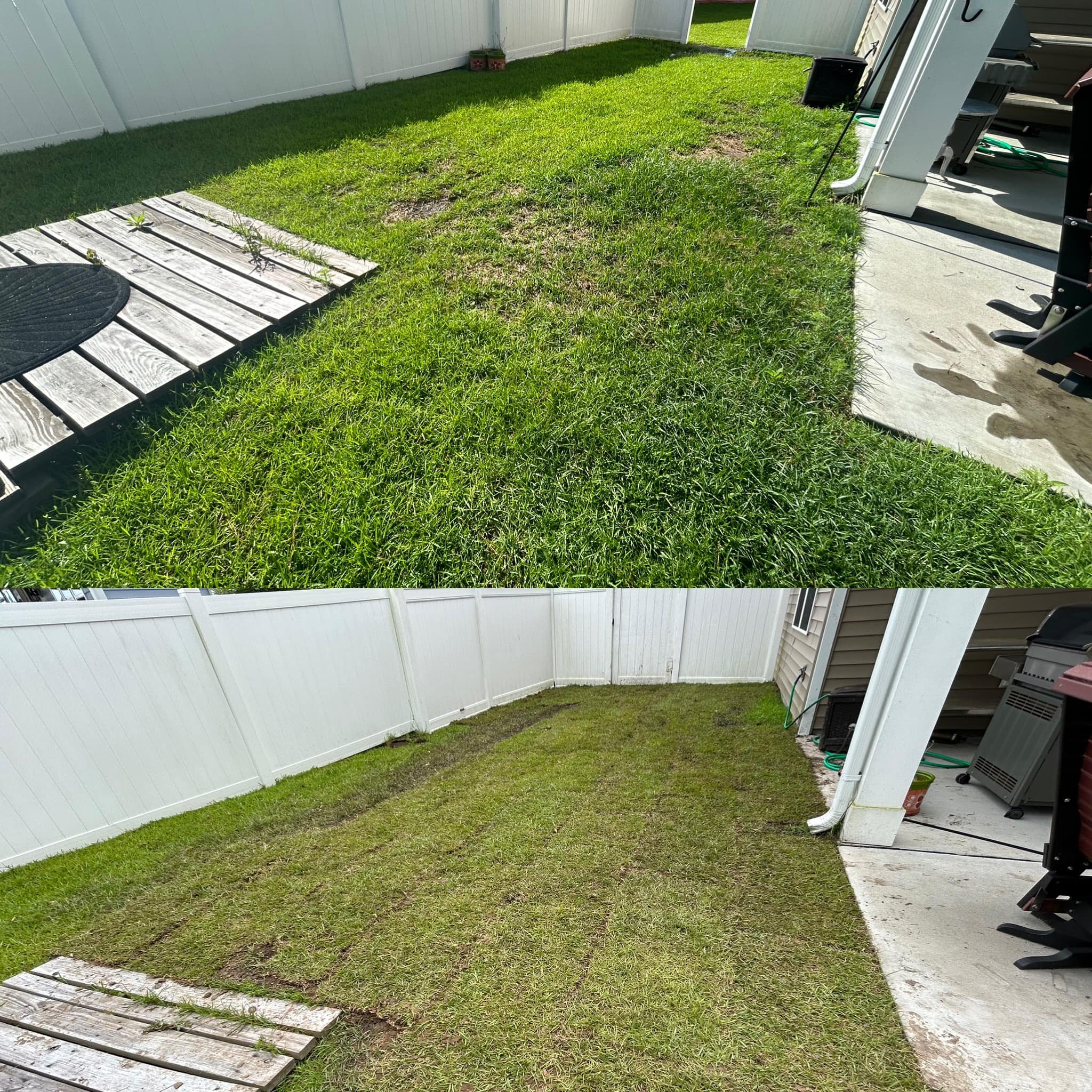 Removed old grass, added soil and installed Centipede sod down in Little River,SC 29566