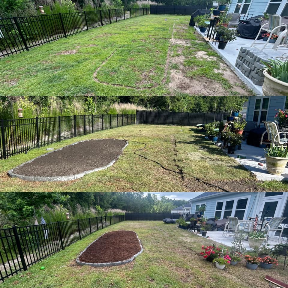 Removed old grass, added soil and installed Bermuda sod down in North Myrtle Beach,SC 29582