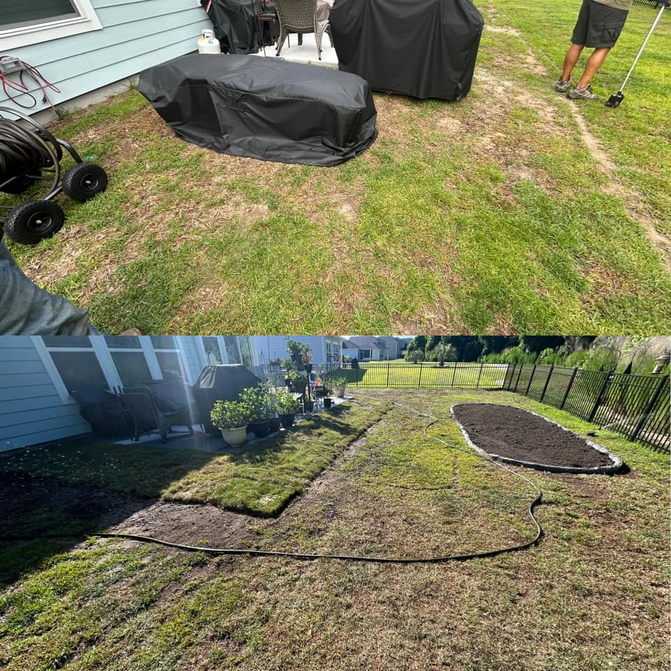 Removed old grass, added soil and installed Bermuda sod down in North Myrtle Beach,SC 29582