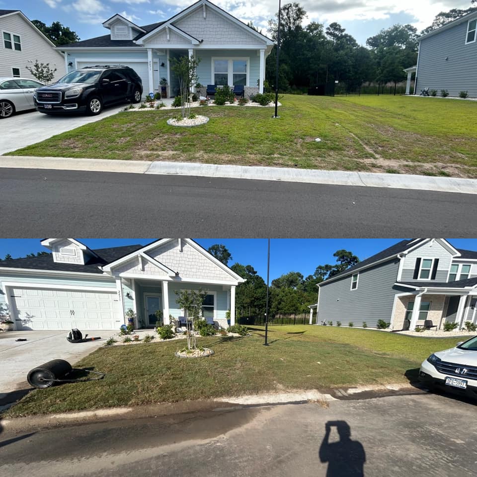 Removed old grass, added soil and installed Bermuda sod down in North Myrtle Beach,SC 29582
