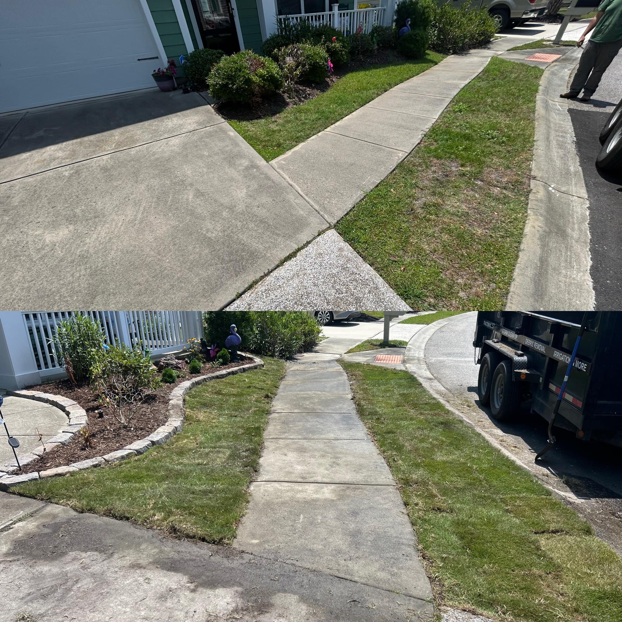 Removed old grass, added soil and installed Emerald Green Zoysia sod down in North Myrtle Beach,SC 29582