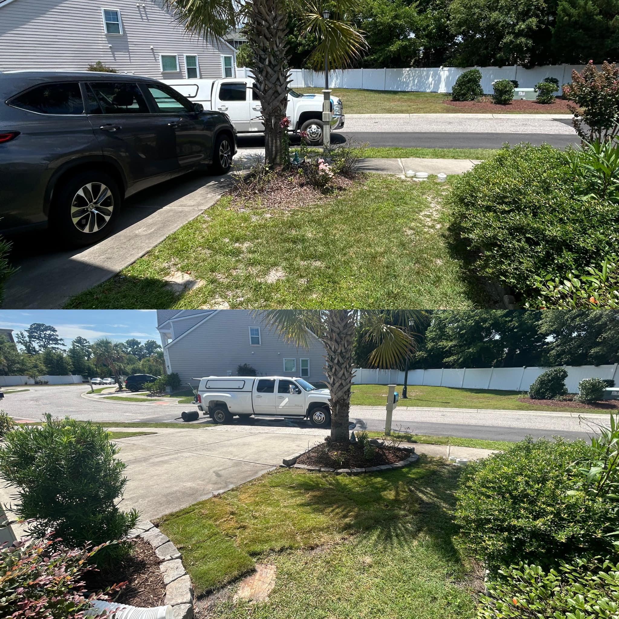 Removed old grass, added soil and installed Emerald Green Zoysia sod down in North Myrtle Beach,SC 29582