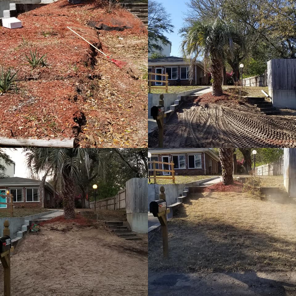 Add dirt grade hill fix irrigation install sod