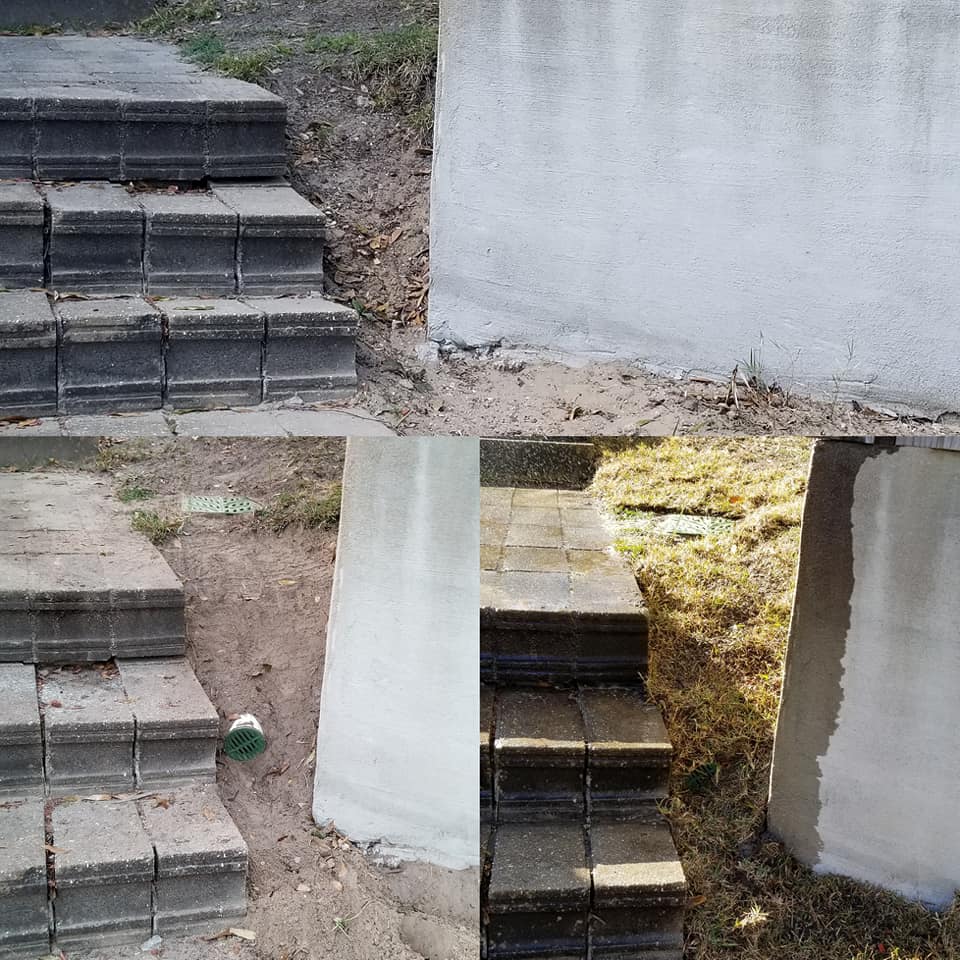 Add dirt grade hill fix irrigation install sod