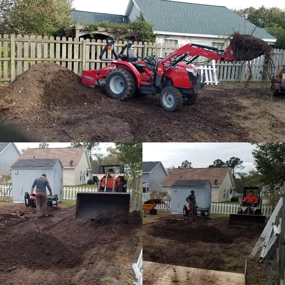 removed trees stump ground graded and put sod down
