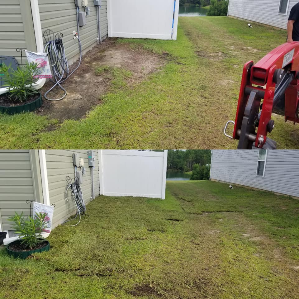 Fixed wash outs in the hill and installed sod Longs, SC 29568